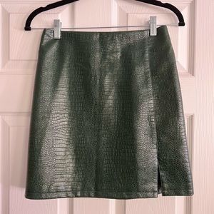 Topshop Green Croc Skirt